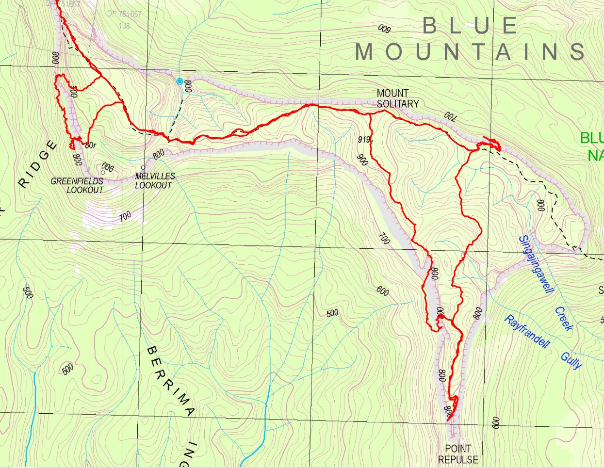 GPS route of Mt Solitary