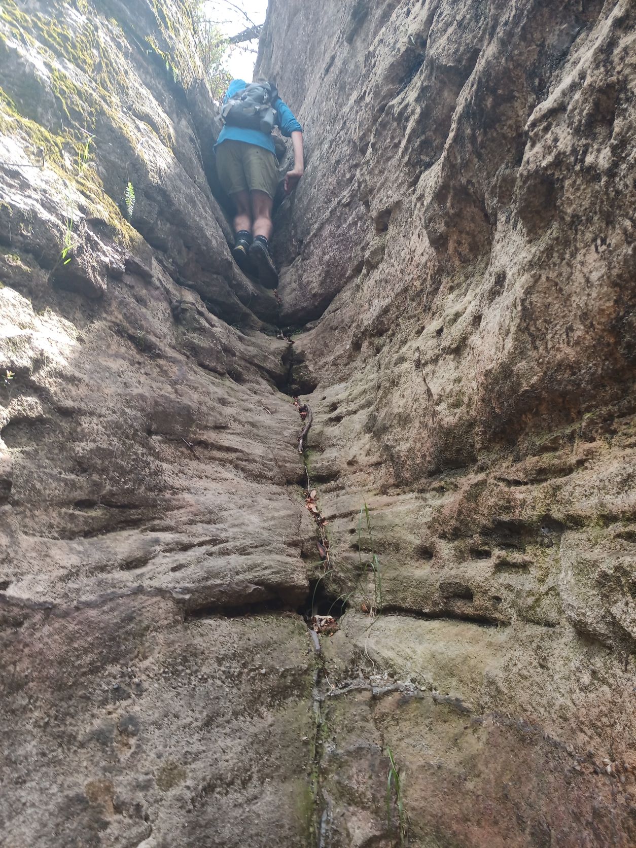 A tricky pagoda descent into Blue Rock Gap